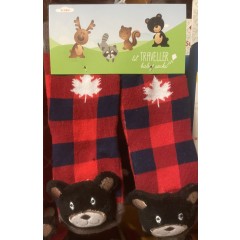 SOCKS PLUSH 19 BEAR PLAID